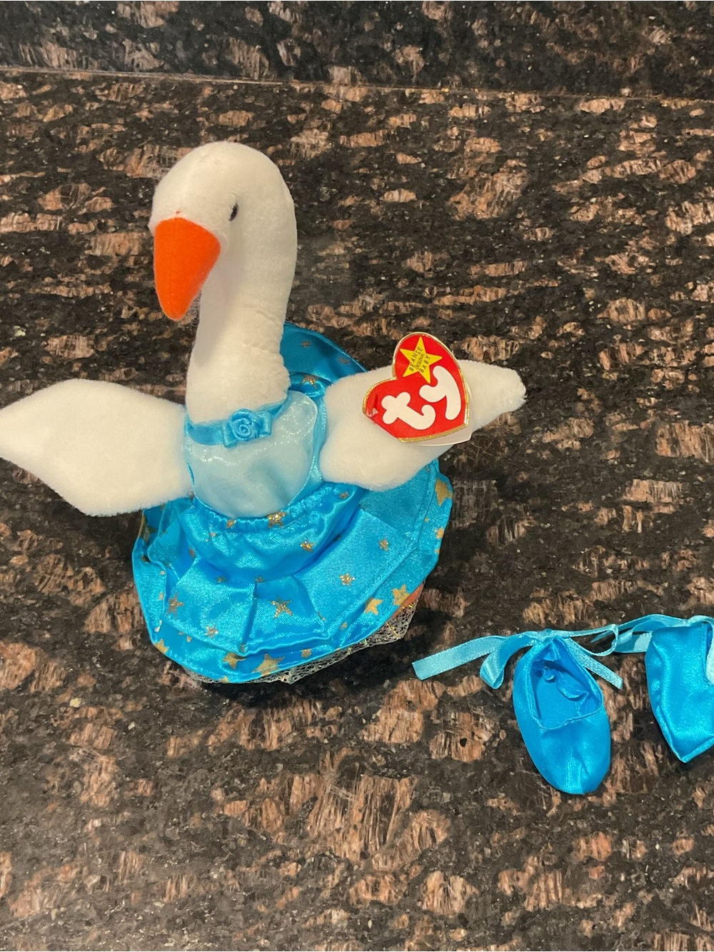 TY Plush Swan in Blue Dress